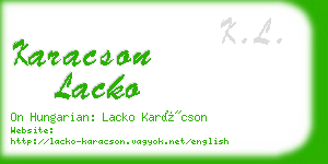 karacson lacko business card
